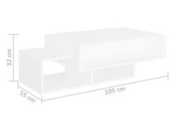 Mesa de centro madera contrachapada blanco 105x55x32 cm