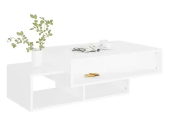 Mesa de centro madera contrachapada blanco 105x55x32 cm