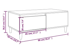 Mesa de centro madera contrachapada roble ahumado 90x50x36,5 cm
