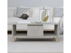 Mesa de centro madera contrachapada gris hormigón 90x50x36,5 cm