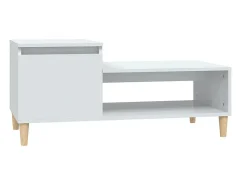 Mesa de centro madera contrachapada blanco brillo 100x50x45 cm
