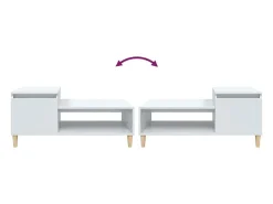 Mesa de centro madera contrachapada blanco brillo 100x50x45 cm