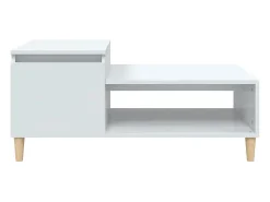 Mesa de centro madera contrachapada blanco brillo 100x50x45 cm