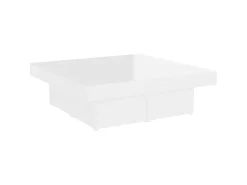 Mesa de centro madera contrachapada blanco brillante 90x90x28cm