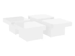 Mesa de centro madera contrachapada blanco brillante 90x90x28cm