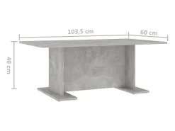 Mesa de centro madera contrachapada gris hormigón 103,5x60x40cm