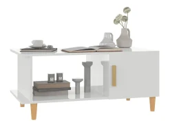 Mesa de centro madera contrachapada blanco brillo 90x50x40 cm