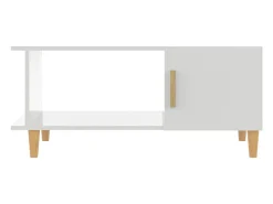 Mesa de centro madera contrachapada blanco brillo 90x50x40 cm