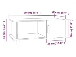 Mesa de centro madera contrachapada blanco brillo 90x50x40 cm