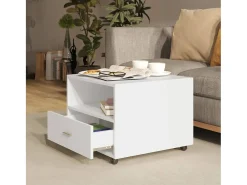 Mesa de centro madera contrachapada blanco 55x55x40 cm