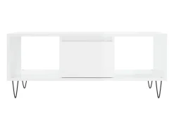 Mesa de centro madera contrachapada blanco brillo 90x50x36,5 cm