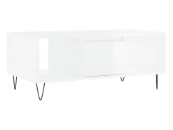 Mesa de centro madera contrachapada blanco brillo 90x50x36,5 cm