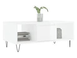 Mesa de centro madera contrachapada blanco brillo 90x50x36,5 cm