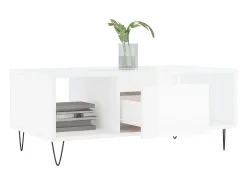 Mesa de centro madera contrachapada blanco brillo 90x50x36,5 cm