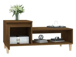 Mesa de centro madera contrachapada roble marrón 100x50x45 cm