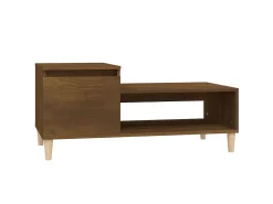 Mesa de centro madera contrachapada roble marrón 100x50x45 cm