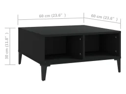 Mesa de centro madera contrachapada negro 60x60x30 cm