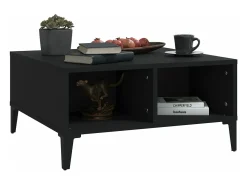 Mesa de centro madera contrachapada negro 60x60x30 cm