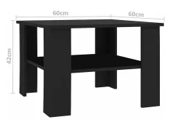 Mesa de centro madera contrachapada negro 60x60x42 cm