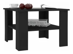 Mesa de centro madera contrachapada negro 60x60x42 cm