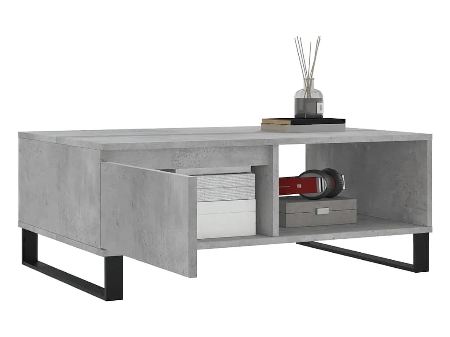 Mesa de centro madera de ingeniería gris hormigón 90x60x35 cm