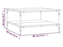 Mesa de centro madera de ingeniería negro 80x80x40 cm