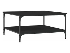 Mesa de centro madera de ingeniería negro 80x80x40 cm