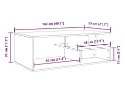 Mesa de centro madera de ingeniería gris Sonoma 102x55x35 cm