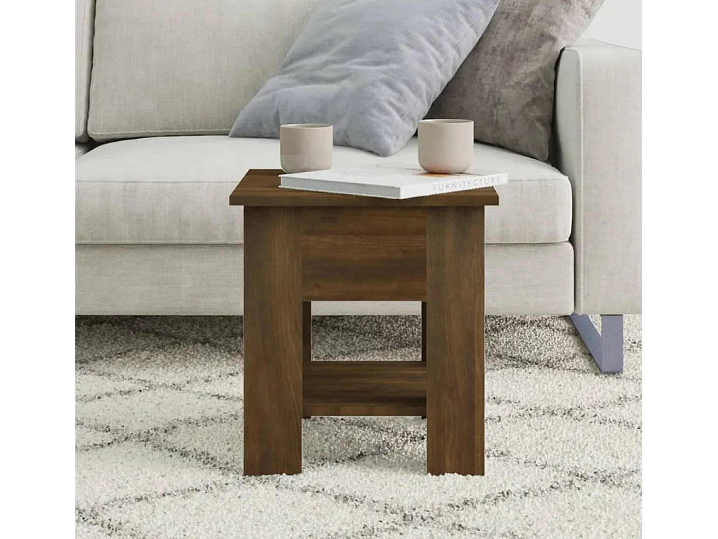 Mesa de centro madera de ingeniería marrón roble 40x40x42 cm ES15840