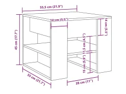 Mesa de centro madera de ingeniería madera antigua 55,5x55x45cm
