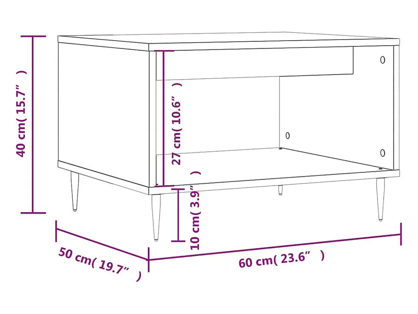 Mesa de centro madera de ingeniería roble ahumado 60x50x40 cm