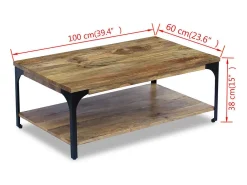 Mesa de centro madera de mango 100x60x38 cm