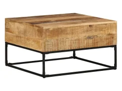 Mesa de centro madera de mango rugosa 68x68x41 cm