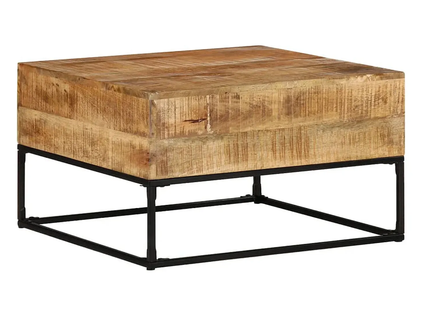 Mesa de centro madera de mango rugosa 68x68x41 cm