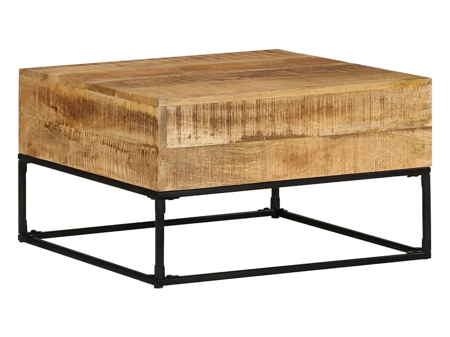 Mesa de centro madera de mango rugosa 68x68x41 cm