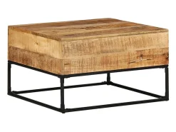 Mesa de centro madera de mango rugosa 68x68x41 cm