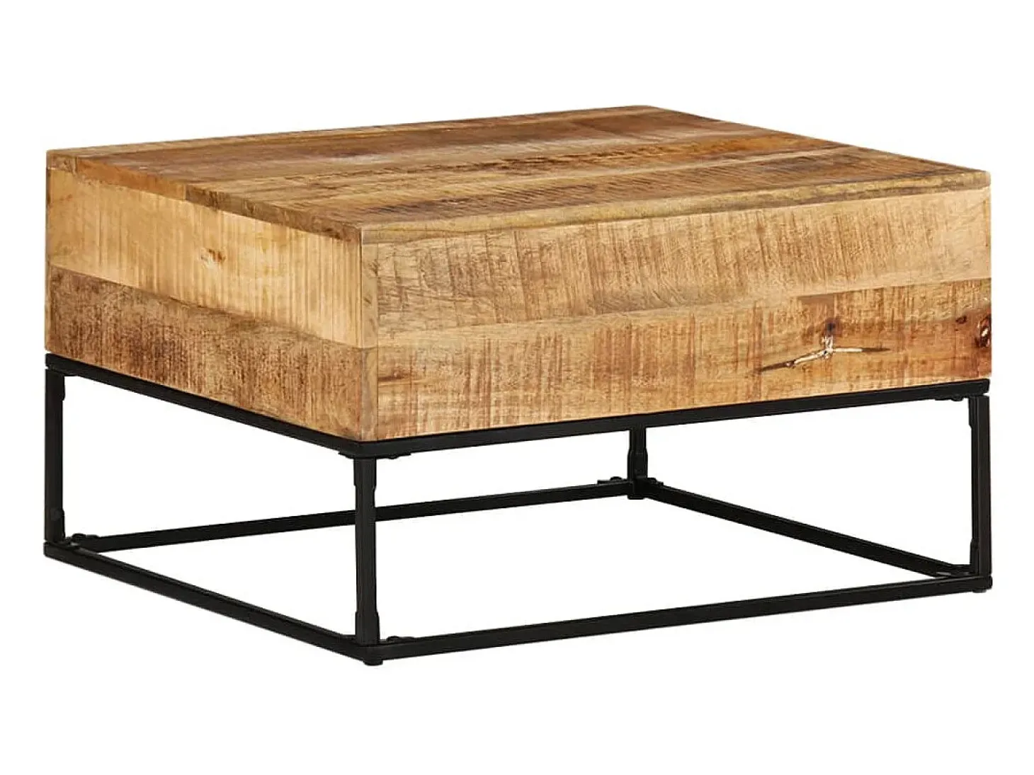 Mesa de centro madera de mango rugosa 68x68x41 cm
