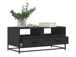 Mesa de centro madera de ingeniería y metal negro 100x50x45 cm
