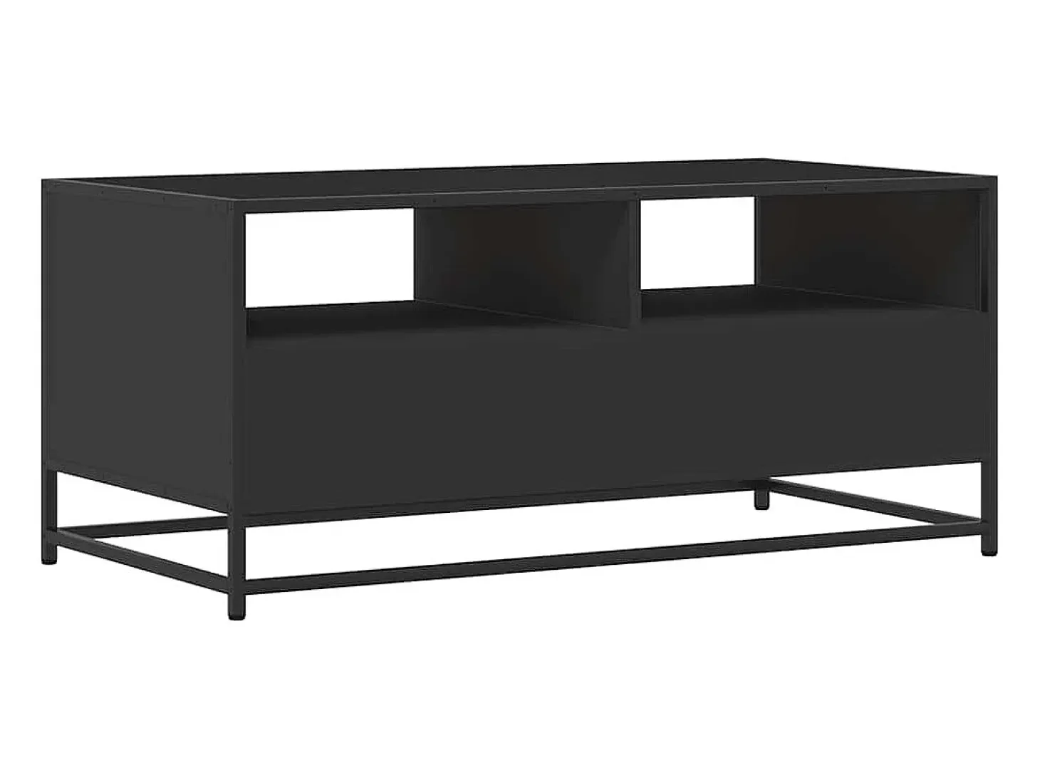 Mesa de centro madera de ingeniería y metal negro 100x50x45 cm