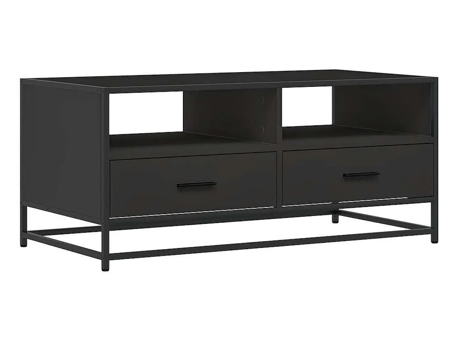 Mesa de centro madera de ingeniería y metal negro 100x50x45 cm