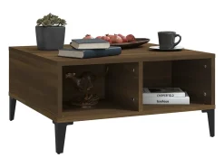 Mesa de centro madera de ingeniería marrón roble 60x60x30 cm