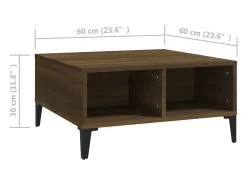Mesa de centro madera de ingeniería marrón roble 60x60x30 cm