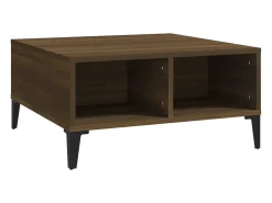 Mesa de centro madera de ingeniería marrón roble 60x60x30 cm