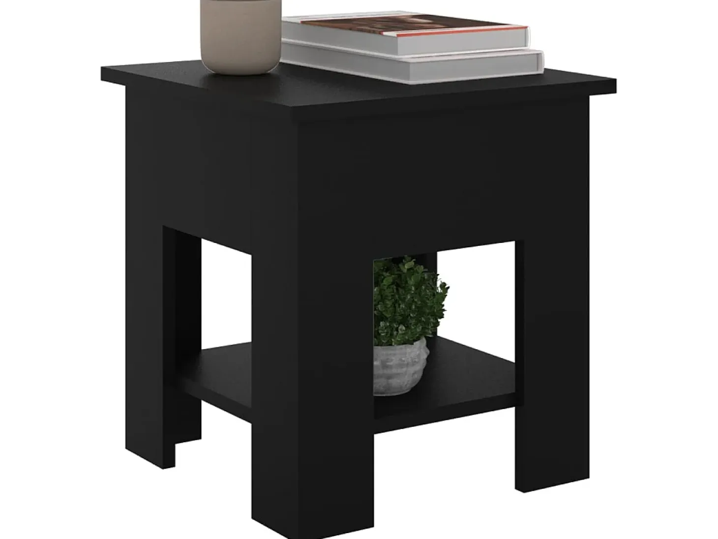 Mesa de centro madera de ingeniería negra 40x40x42 cm ES23829