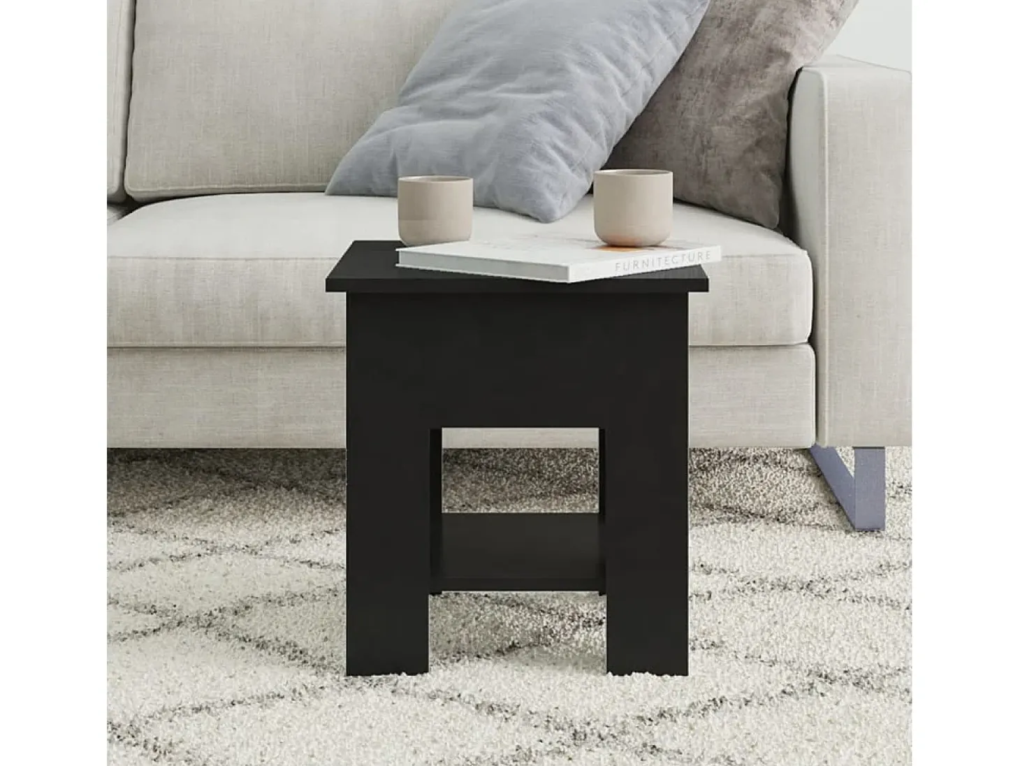 Mesa de centro madera de ingeniería negra 40x40x42 cm ES23829