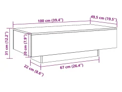 Mesa de centro madera de ingeniería envejecida 100x49,5x31 cm