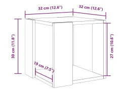 Mesa de centro madera de ingeniería blanca 32x32x30 cm