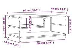 Mesa de centro madera de ingeniería roble marrón 90x49x40 cm