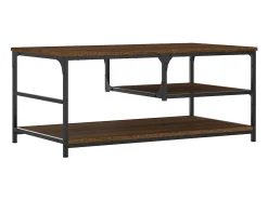 Mesa de centro madera de ingeniería roble marrón 90x49x40 cm