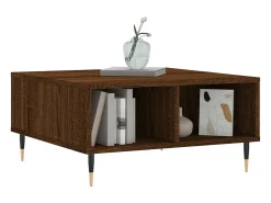 Mesa de centro madera de ingeniería roble marrón 60x60x30 cm